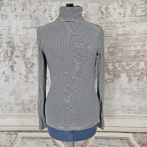 Louie et Lucie Black Striped Top Medium M Turtleneck Long Sleeve Classic Retro